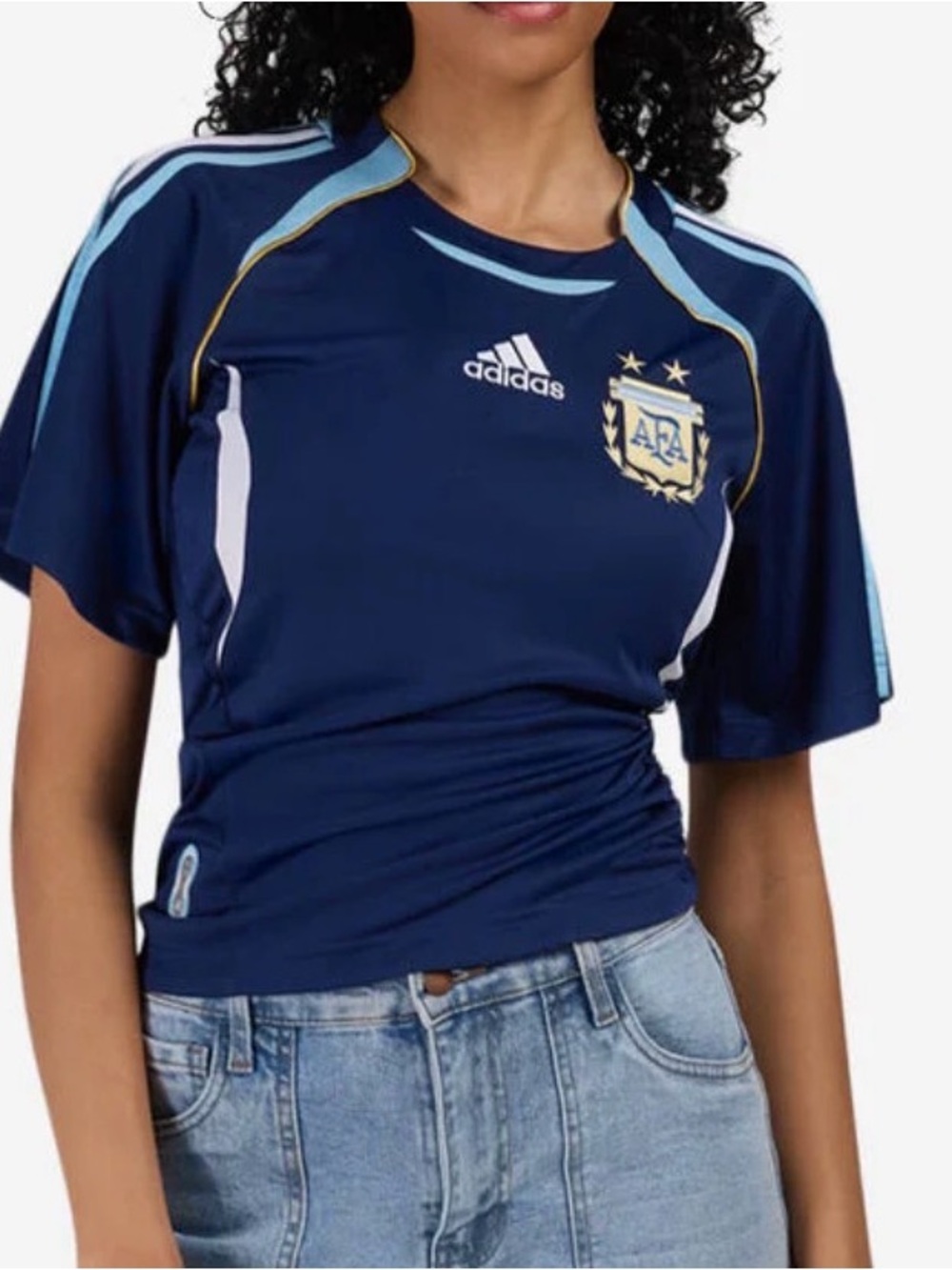 Adidas Argentina BB Jersey Cinched Waist Womens Cut Athletic Wear Size XL